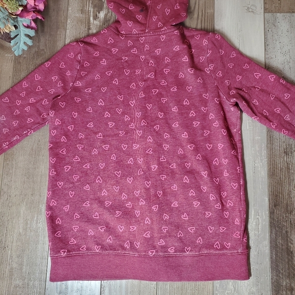 Cat & Jack Burgundy and Pink Heart Pattern Zip-Up Girls Size XL Casual Jacket - Picture 13 of 16